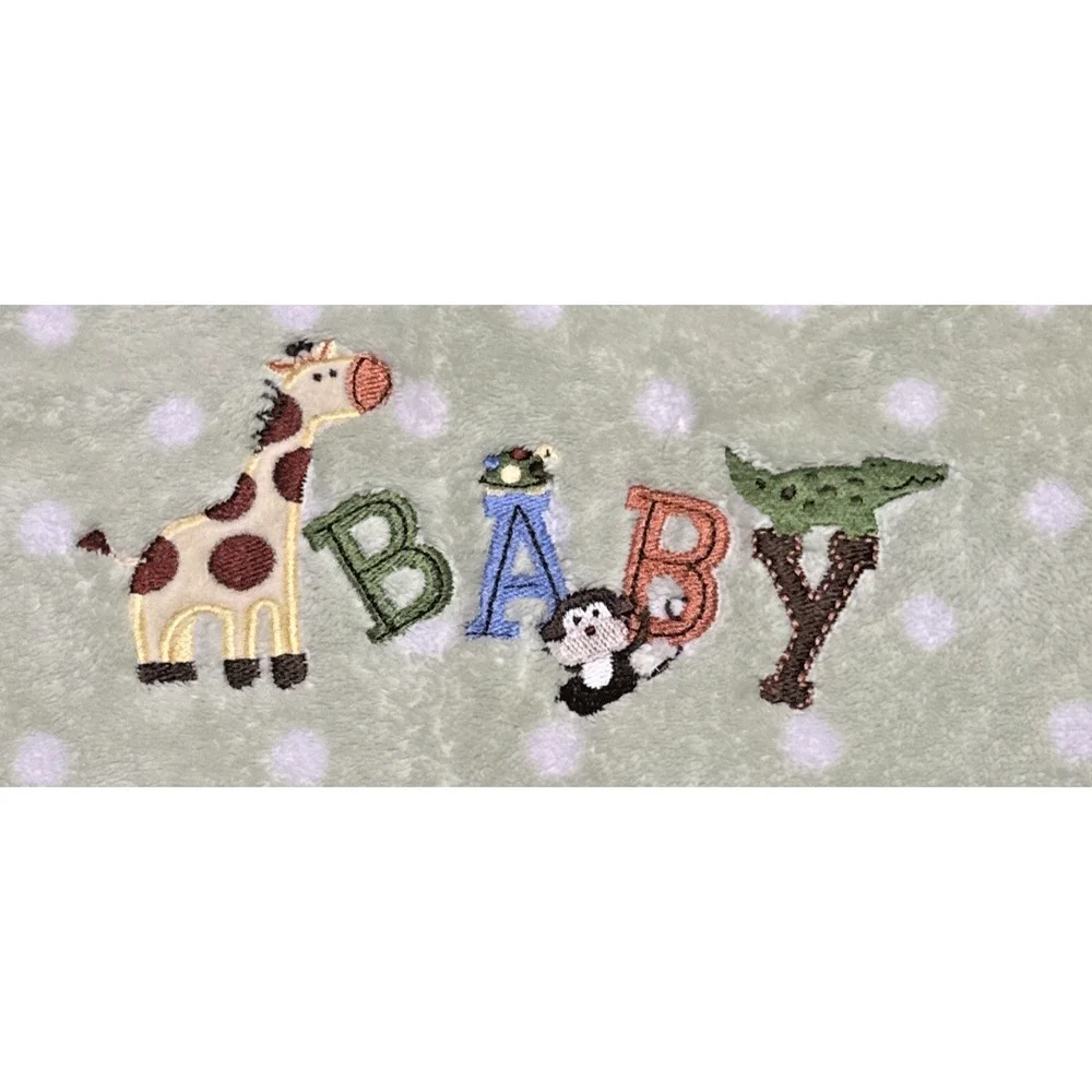 Garanimals Green White Polka Dots GIRAFFE Baby Blanket Bird Plush